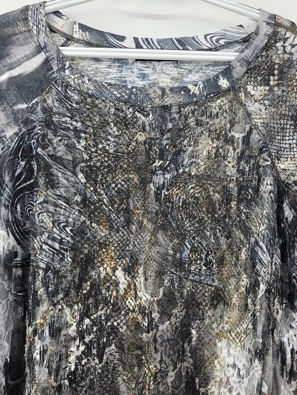 David Cline Abstract Lace Long Sleeve Top Women's Size XL Artsy Lightweight - Picture 3 of 10